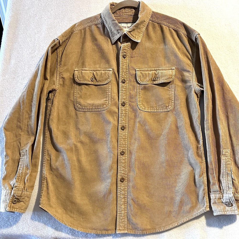 American Eagle Mens M Medium Corduroy‎ Shacket Workwear Shirt Jacket Pocket